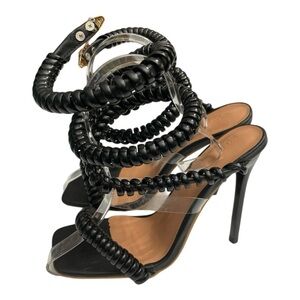 Bo Lilan stylish Black phone cord 4.5" heels, size ( 36 ) 5.5